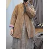 Women's Trench Coats Ramie Women Parkas 2024 Winter Autumn Jacquard Retro Cotton Padded Loose Cardigan Warm Lady Female YoYiKamomo