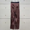 Luxury Women Satin Pants Designer High Waist Wide Leg Pants Elastic Waist Letters Casual Daily Trousers