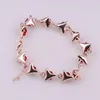 Braccialetti di fascino Bracciale romantico della catena di collegamenti rosa con gioielli con smalto rosso regalo di San Valentino per amante