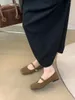 Casual Schuhe Quadratz Zehen Frauen Flats Slipper 2024 Ankunft Tanz Schwarz brauner grüner Gürtelschnalle Mules Frau Größe 35-39