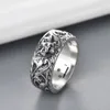 Rings dames heren band ring ontwerper ring mode sieraden titanium roestvrijstalen tijger single grid ringen casual paar klassiek retro zilver optioneel maat 6-11 008