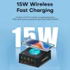 Chargers 160W 5 Port USB -зарядное устройство Staion с 15 Вт беспроводной зарядки быстрого зарядного устройства USBC PD 65W быстрое зарядное устройство для iPhone14 13 Samsung Ноутбук