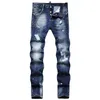 Jeans masculins 2024 deuxième carré rouge street jeans pour hommes rippé de mode de mode mi-pantalon mid-hauteur pantalon à la mode