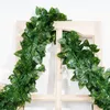 Dekorativa blommor 1 bit 2,1 m heminredning Artificiell murgröna blad Garland växter Vine Fake lövverk Creeper Green 80st Wreath