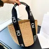 Handle Raffias Straw Weave Beach Designer Sac fourre-tout Femme Femme Men de main Woody Week-end Classic Clutch Voyage Panier de voyage