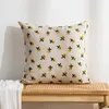 Cuscino moderno in stile in stile cotone ricamo in lino cotone giallo piccoli fiori cuscini decorativi cuscini