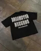 Streetwear tecknad bokstav tryckt överdimensionerad t-shirt herr vår och höst lös mångsidig rund hals t-shirt kvinnor 240329