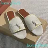 Mule Women's Summer Charms Leather Slippers Suede Goatskin Slippers Shoes Charms Sandal Designers Slippers summer luxury SIZE 33-42 Dermal sole With Box Dust bag