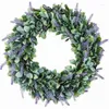 Decorative Flowers Artificial Wreath Door 17 Inch Lavender Spring Round For The Home Decor Front W6J5