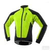 レーシングジャケットArsuxeo Winter Cycling Jacket Thermal Fleeceウォームアップ自転車服風力防水ソフトシェルコートMTBバイクジャージー