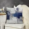 Kudde blå grå abstrakt kast julfodral soffa omslag för vardagsrum