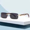 新しいスタイルの木製レッグカタパルトサングラスメンズファッショントレンドスクエアサングラスIピースリムレスメガネ