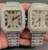 2022 Stylowy niestandardowy Hip Hop Luksusowy zegarek Dignt Stalils Stalowe lodowane diamenty VVS14121895