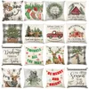 LINEN Merry Christmas Pillow Cover 45x45cm Throw Pudowcase Winter Decorations for Home Tree Deer SOFA CUSHION 240325