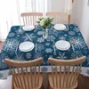 Table Cloth Christmas Blue Snowflake Texture Waterproof Dining Tablecloth Kitchen Decorative Party Cover