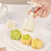 Baking Tools 4Pcs/Set 50g Flower Shaped Mooncake Mould DIY Hand Pressure Plastic Cookie Molds Tool Mid-Autumn Festival Party Supplies