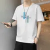 男性用トレンディな短袖Tシャツ2024新しい夏の韓国語バージョンルーズフィッティング学生トレンディラウンドネックカジュアルボーイI ns