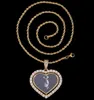 Heart shaped diamond photos memory pendants moissanite with rope chain