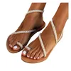 Sandaler rem för kvinnor plattform strand semester vintage pärlskor läder boho storlek 12 kilar