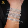 Het försäljning fina smycken armband S925 Sterling Silver Rhodium Plated Moissanite Lab Diamond Men Cuban Link Armeletlocket Halsband