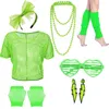 Party Supplies PESENAR Women's 80s Suits Vintage Neon Headbands T-shirts Mesh Gloves Necklaces Earrings Glasses 80s'90s Halloween