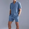 Survêtements masculins 2024 Fashion Summer Cound Cound Color Couleur à manches courtes Short Shorts en deux pièces