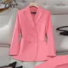 Women's Suits ZJYT Long Sleeve Blazers For Women Elegant Office Lady Jacket Plus Size Coat Outerwear Casual Daily Veste Femme Korean Fashion