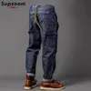 SupZoom chegou a moda de moda de topo e inverno macacão casual mass moda moda solta gordura de jeans de vários bolsos 240322