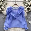 BULUSE DONNE ELEGENTE VENTA VINTAGE RUFFLE ROSA POUFFICI DONNA DONNA SIMMA LUNTERNA LUNTERNA LUNTERA O CUCCINA NUCK Y2K Chiffon Top Busas Mujer