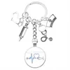 Keychains Jewelry Glass Single Chain Keychain thème Love Stethoscope Match Hat Pendeur alliage