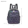 Réglez les sacs à dos géométriques Sac aux sacs à bandouliers féminins sac à dos sac à dos 3pc école lumineuse holographique arrière pack 240329