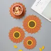 Table Mats PVC Sunflower Pot Holder Anti-Slip Cup Coasters Bowl Tableware Mat Heat Resistant Pan PadSet Of Three Different Sizes Pad