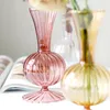 Vases Creative Desktop Hydroponic Plant Flower Vase Nordic Retro Colorful Transparent Glass Ornament Home Decoration