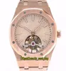 R8 Top version Royal Series 26515OR Tourbillon Cal2924 Handwinding Mechanical Mens Watch 18k Rose Gold Case Steel Band Designer 1042552