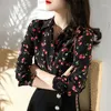 Kvinnor BLOUSES 2024 Kvinnor Spring Autumn Fashion Casual Print Shirts Female Button Up Chiffon Tops Ling Long Sleeve Loose Blouse E670