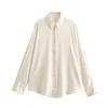 Dames blouses trafza revers reve sieraden sieraden met één rijs casual shirt chic top retro splicing zijden satijnen textuur