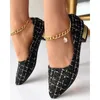 Casual Shoes 2024 Spring Women Plaid Tweed Slip on Loafers Point Toe Flats Femme Outdoor Turkiet som går ut Elegant Zapato Plano