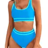 2024 Nieuwe dames solide kleur nylon sporttank top split hoge taille zwempak