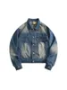 Men's Jackets Street Hip-Hop Gradient Contrast Color Lapel Denim Spring Autumn Personalized Handsome Work Single-breasted Coats