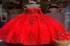 Red Sweet 16 Quinceanera Dress Sequined Sparkly Lace Pageant Party Dress Ball Gown Mexican Girl Birthday Gown6259190