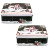 Storage Bottles 2 Pcs Cookie Tin With Lid Christmas Table Decor Supplies The Gift Biscuit Containers Box Candy Holder