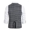 Men's Vests 2024 Steampunk Vinatge Mens Striped Vest Double Breasted Slim Fit Business Casual Wedding