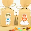 Wrap prezent 10pcs Pierwszy chrzest Kraft papierowy pudełko cukierki chłopiec dziewczyna chrzcą