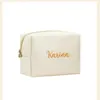 Cosmetic Bags Personalized Embroidery Makeup Bag PU Leather Travel Pouch Toiletry Large Capacity For Women Water-Resistant