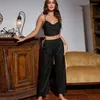 Abbigliamento da casa signore abiti da casa abito sexy top in stile corto con pantaloni lunghi set a due pezzi comodi pigiami di seta sottile per donne estate