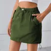 Women's 2024 Summer New Water Washed Drawstring Elastic Waist Denim Short Skirt Trend