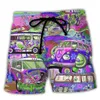 Mens badkläder shorts skalle 3d tryckt surfbräda shorts barn strand shorts mens badstammar maskulina bror pojkar stammar 240402