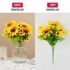 Flores decorativas 13 cabeças de buquê de girassol artificial Seda de seda falsa Flor DIY Bouquets de casamento CentroPeces arranjos