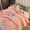 Blankets Three-Layer Blanket Duvet Thickened Winter Warm Double Coral Fleece Flannel Bed Sheet Sofa Nap
