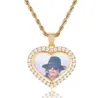 Heart shaped diamond photos memory pendants moissanite with rope chain